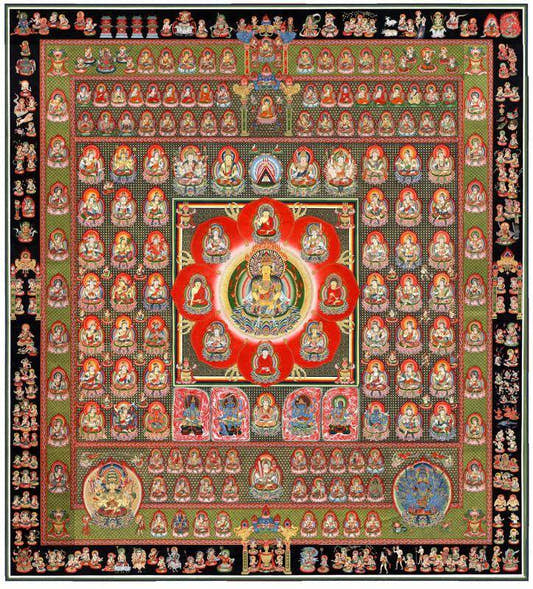 Garbha-dhatu-mandala - Tibetan thangka painting, front view