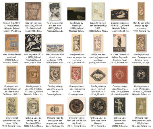90 Painting Images by Richard Nicolaüs Roland Holst Dutch, 1868 - 1938 - Tibetan Buddhist thangka, detailed view