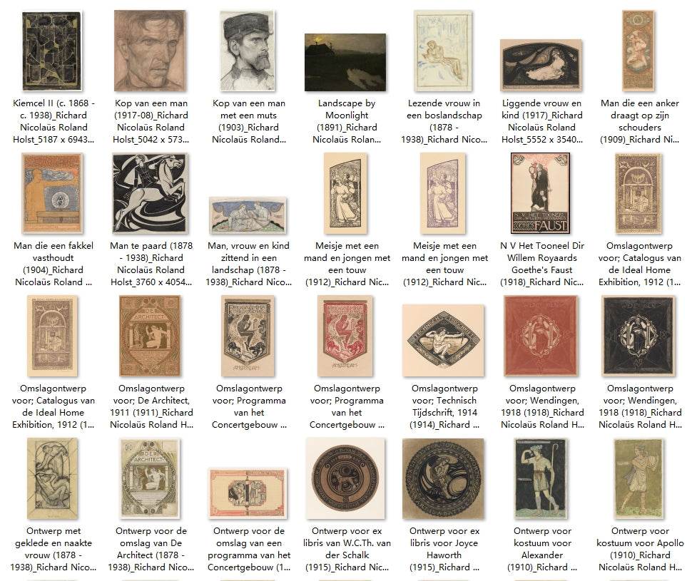 90 Painting Images by Richard Nicolaüs Roland Holst Dutch, 1868 - 1938 - Tibetan Buddhist thangka, detailed view