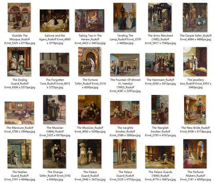 61 Painting Images by Rudolf Ernst Austrian, 1854 - 1932 - Tibetan Buddhist thangka, detailed view
