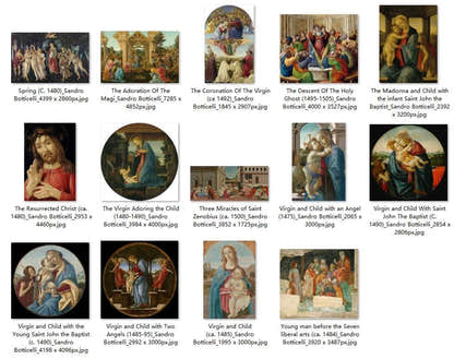 29 Painting Images by Sandro Botticelli Italian, 1444-1510 - Tibetan Buddhist thangka, detailed view