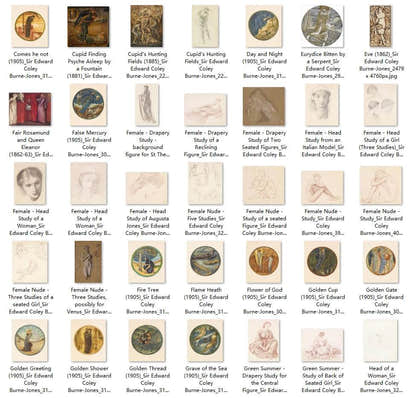 216 Painting Images by Sir Edward Coley Burne-Jones English, 1833 – 1898 - Tibetan Buddhist thangka, detailed view