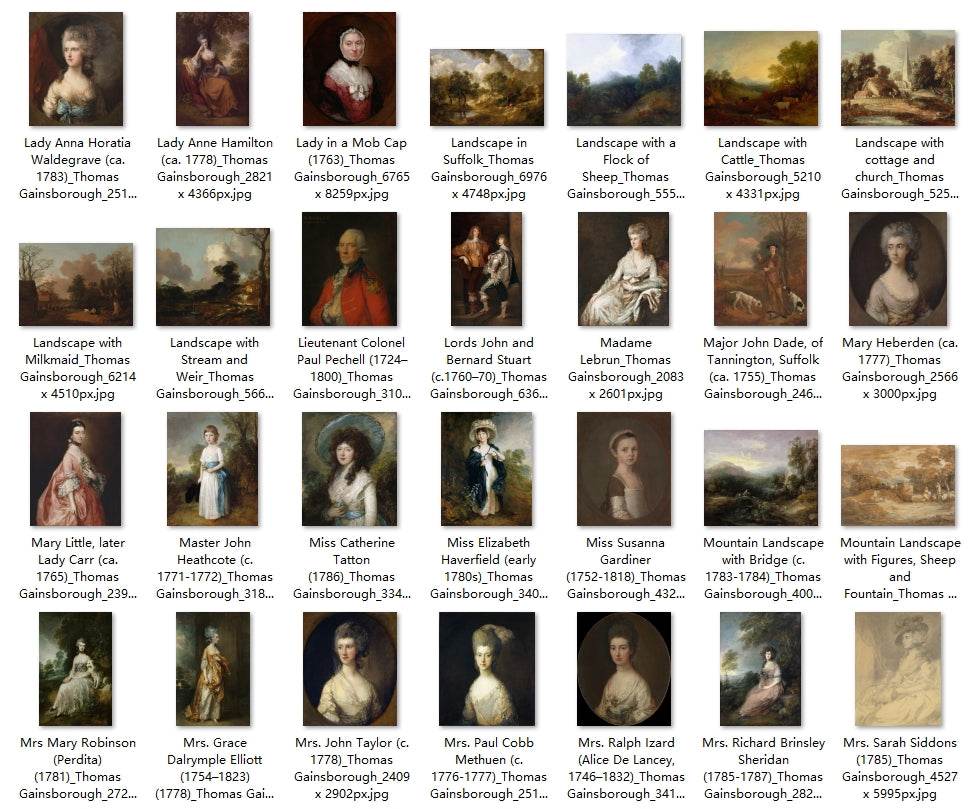 103 Painting Images by Thomas Gainsborough English, 1727-1788 - Tibetan Buddhist thangka, detailed view