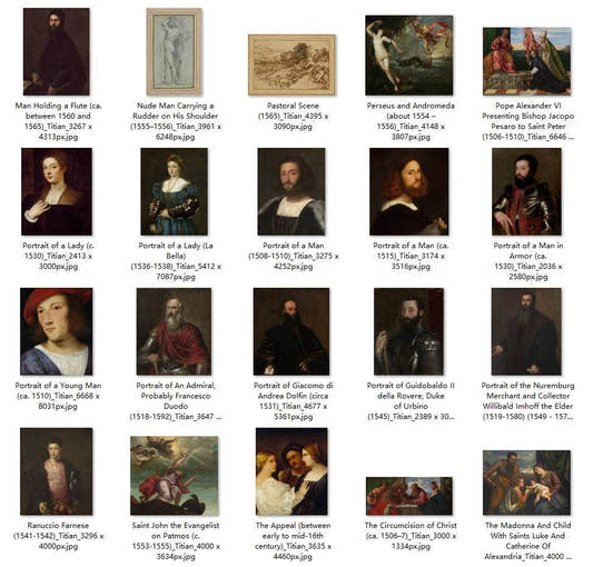 51 Painting Images by Titian Italian, c. 1488-1576 - Tibetan Buddhist thangka, detailed view