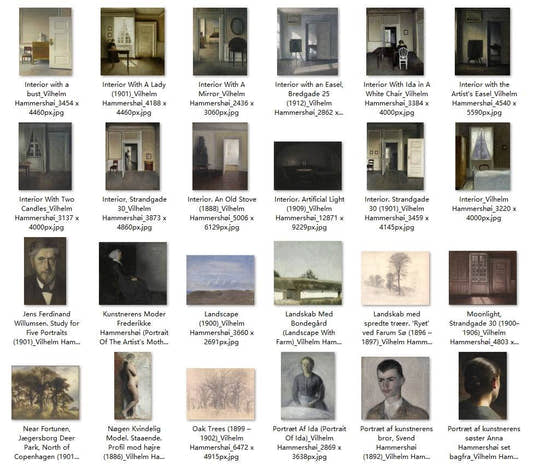 75 Painting Images by Vilhelm Hammershøi Danish, 1864 - 1916 - Tibetan Buddhist thangka, detailed view