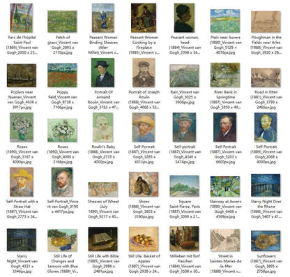 154 Painting Images by Vincent van Gogh Dutch, 1853-1890 - Tibetan Buddhist thangka, close-up detail