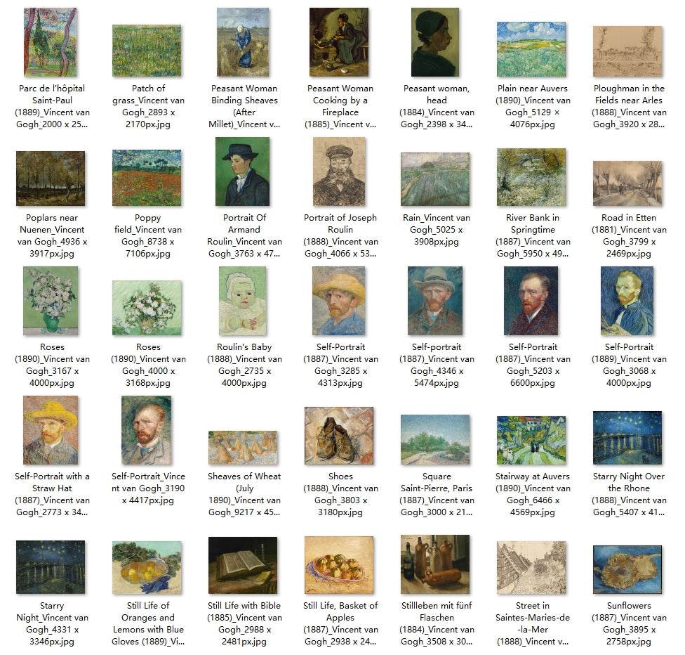 154 Painting Images by Vincent van Gogh Dutch, 1853-1890 - Tibetan Buddhist thangka, close-up detail
