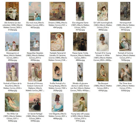22 Painting Images by Vittorio Matteo Corcos Italian, 1859 – 1933 - Tibetan Buddhist thangka, front view