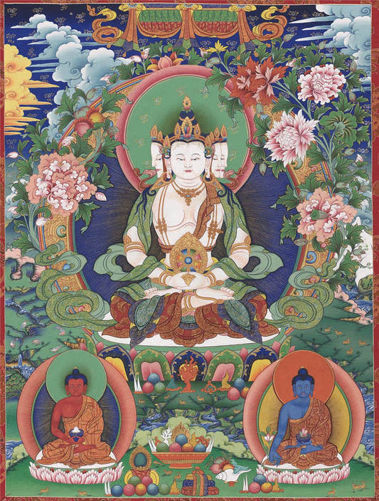 Vairocana - Mahavairocana - 18th Century - Tibetan thangka painting, front view