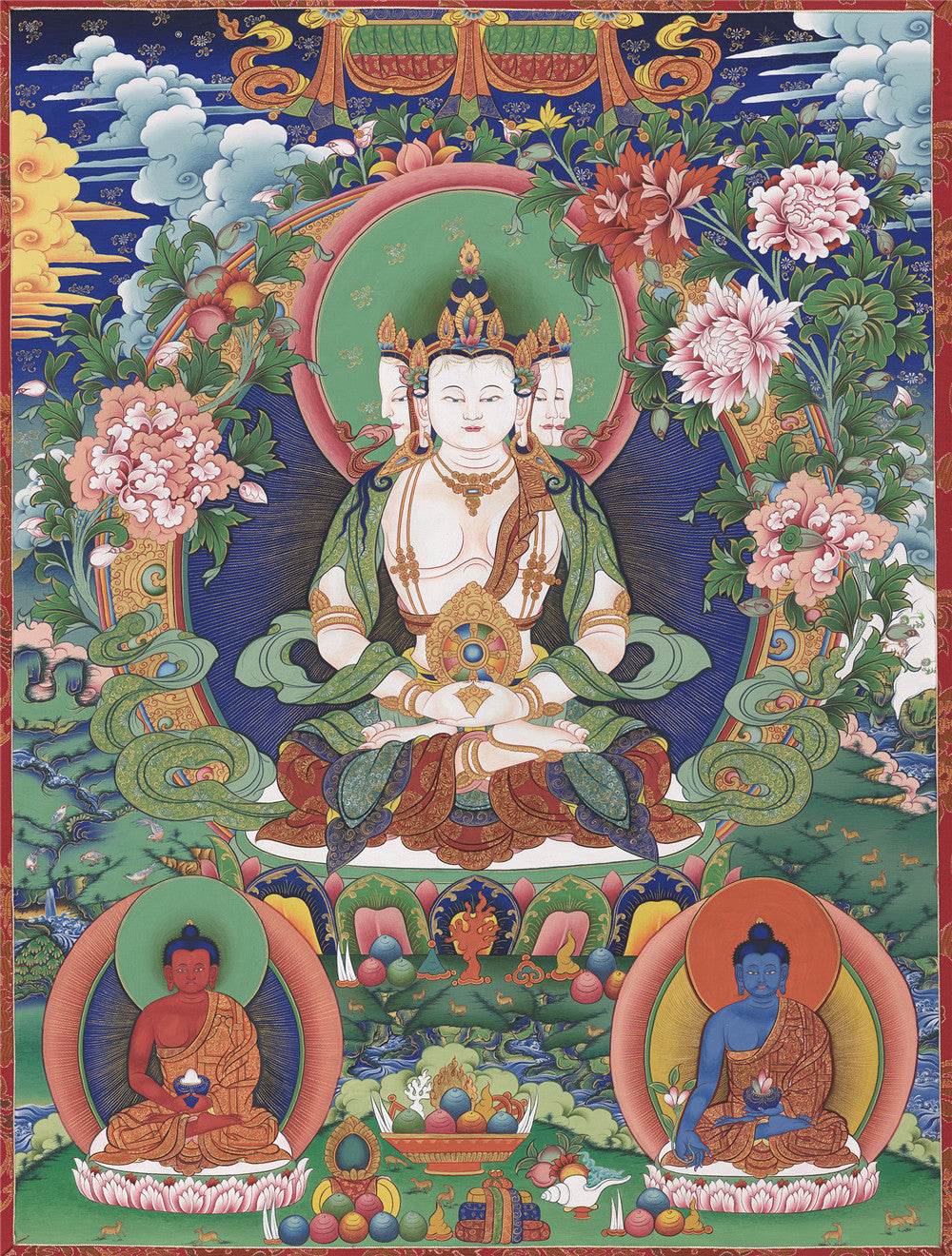 Vairocana - Mahavairocana - 18th Century - Tibetan thangka painting, front view
