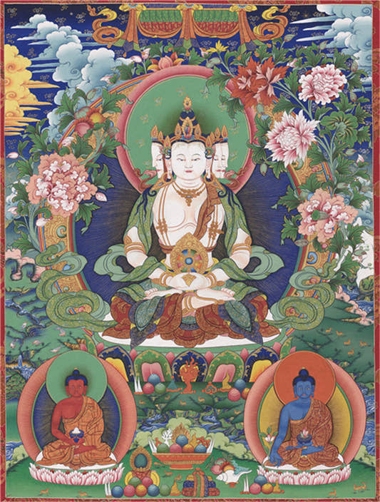 Vairocana - Mahavairocana Image - Tibetan thangka painting, front view