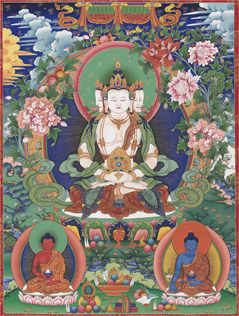 Vairocana - Mahavairocana Image - Tibetan thangka painting, front view