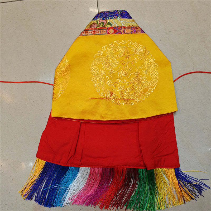 Gandhanra Hand-sewn traditional Tibetan Buddha Statue Robe Clothes dress, hand-sewn, traditional styles and follow rituals, provide a rich and culturally authentic touch, adding an element of spiritual depth to your altar.