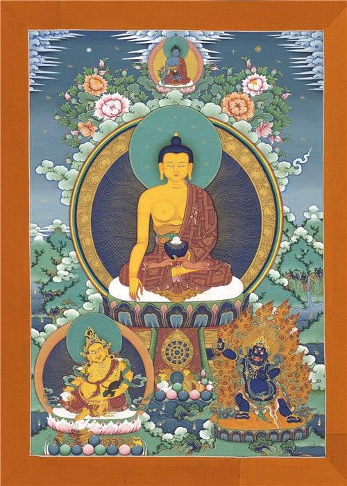 Shakyamuni Image - Tibetan thangka painting, front view
