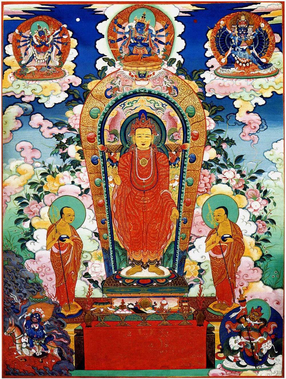 Buddha of Sandalwood Merit - Tibetan thangka painting, front view