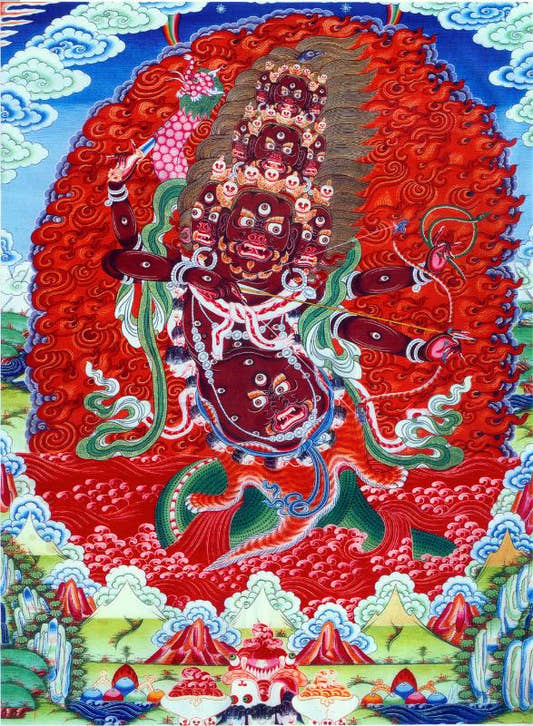 2760-唐卡-HBMT-064喇呼拉护法-300dpi - Tibetan thangka painting, front view