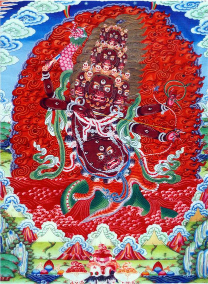2760-唐卡-HBMT-064喇呼拉护法-300dpi - Tibetan thangka painting, front view