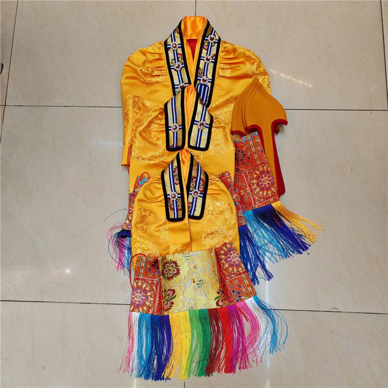 Gandhanra Hand-sewn traditional Tibetan Buddha Statue Robe Clothes dress, hand-sewn, traditional styles and follow rituals, provide a rich and culturally authentic touch, adding an element of spiritual depth to your altar.