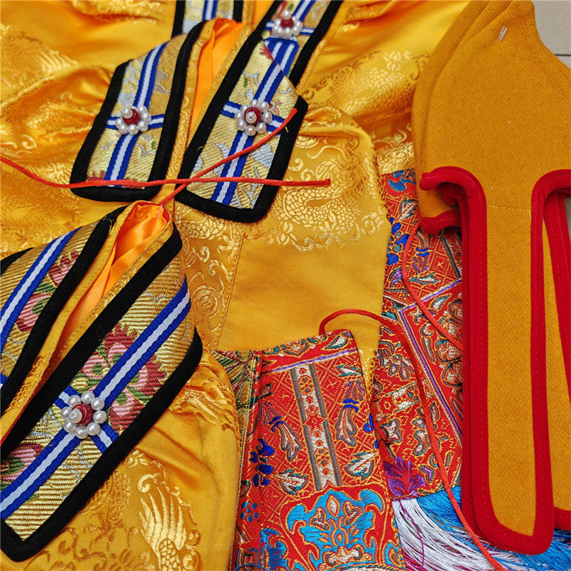 Gandhanra Hand-sewn traditional Tibetan Buddha Statue Robe Clothes dress, hand-sewn, traditional styles and follow rituals, provide a rich and culturally authentic touch, adding an element of spiritual depth to your altar.