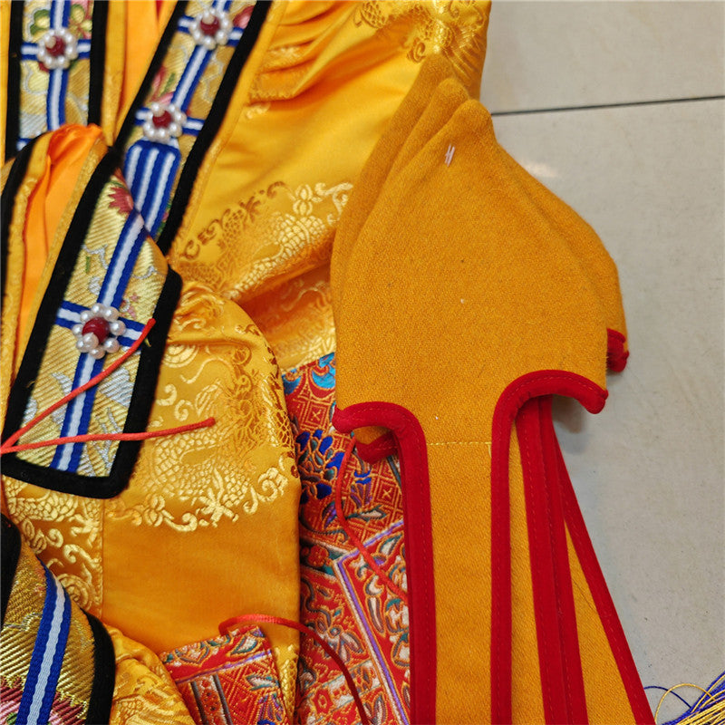 Gandhanra Hand-sewn traditional Tibetan Buddha Statue Robe Clothes dress, hand-sewn, traditional styles and follow rituals, provide a rich and culturally authentic touch, adding an element of spiritual depth to your altar.