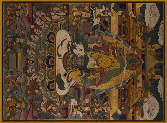Vaisravana Image - Tibetan thangka painting, front view