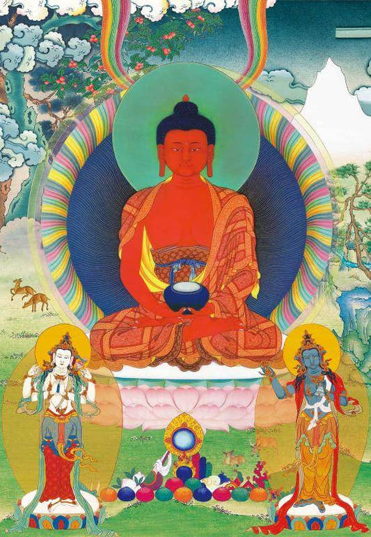 Amitabha Thangka - Tibetan thangka painting, front view