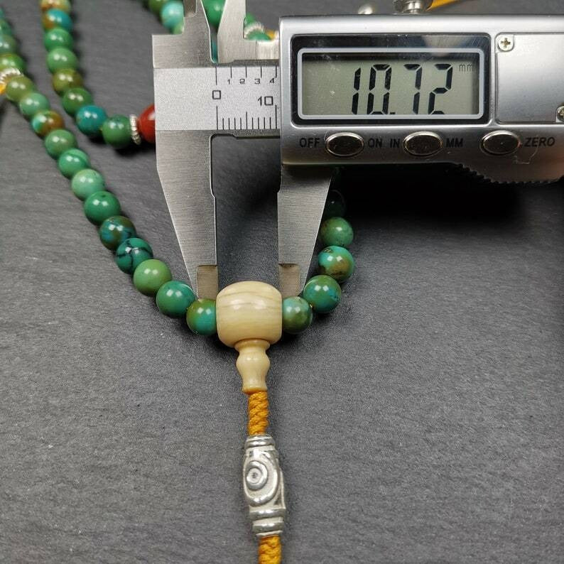 Old 108 Turquoise Beads Mala, Prayer Beads