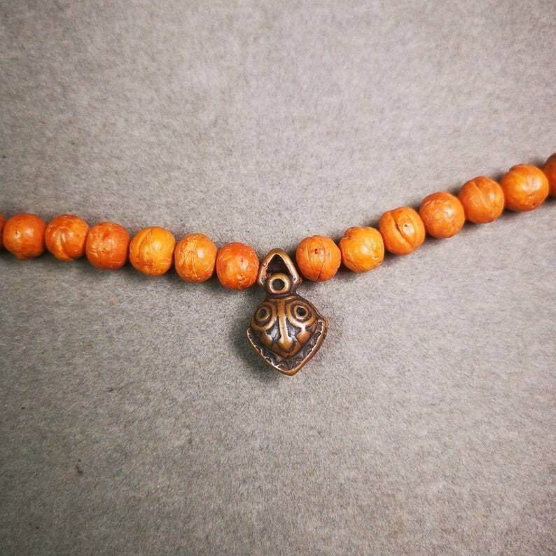 Mala Counter Clip,Zashi Lhamo - Tibetan Buddhist mala beads, front view