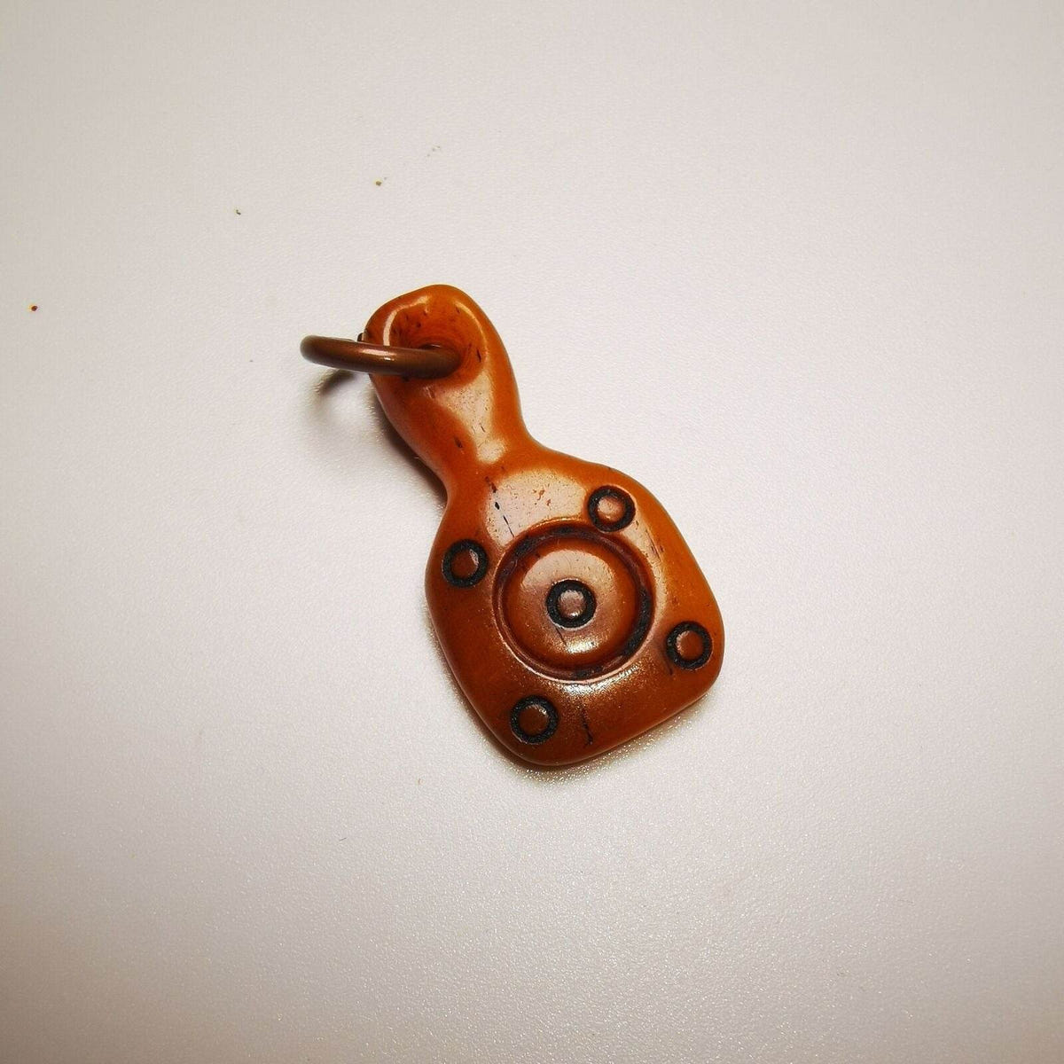 Yak Bone Amulet, Bell Shape Bead Counter Click Pendant - Tibetan Buddhist amulet, size reference