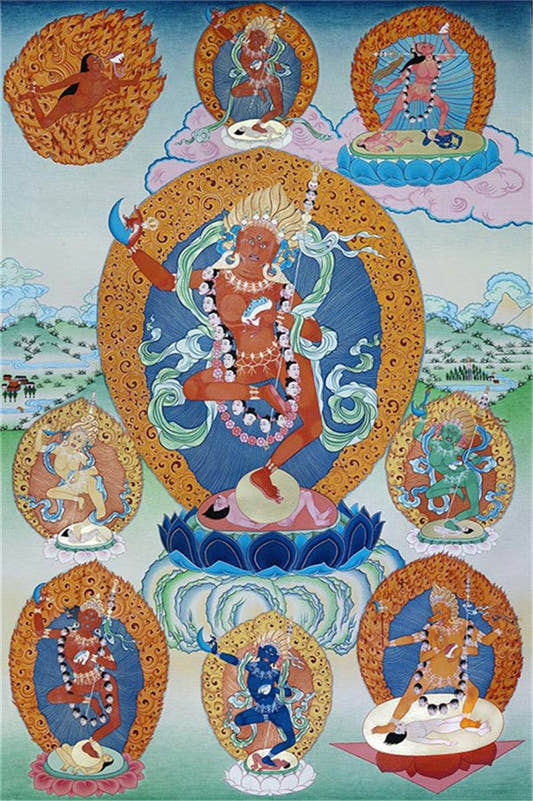 Vajravarahi Image - Tibetan thangka painting, front view