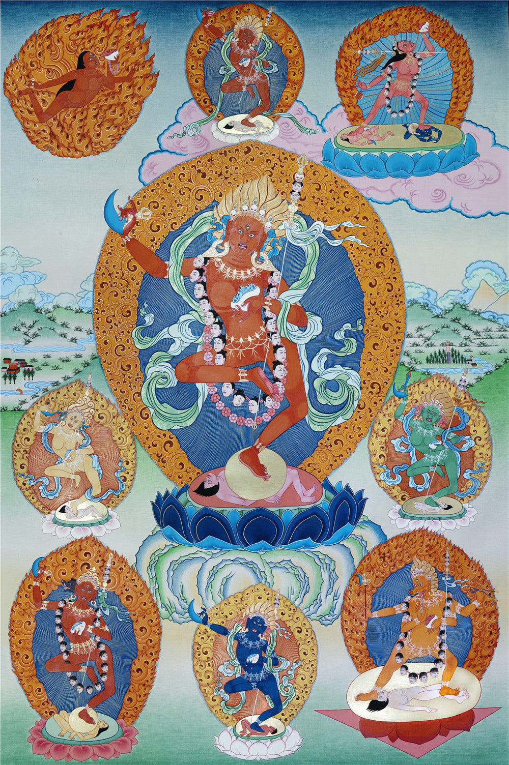 2746-唐卡-HBMT-050金刚亥母-卓玛那嫫-噶玛噶举-老-240dpi - Tibetan thangka painting, front view