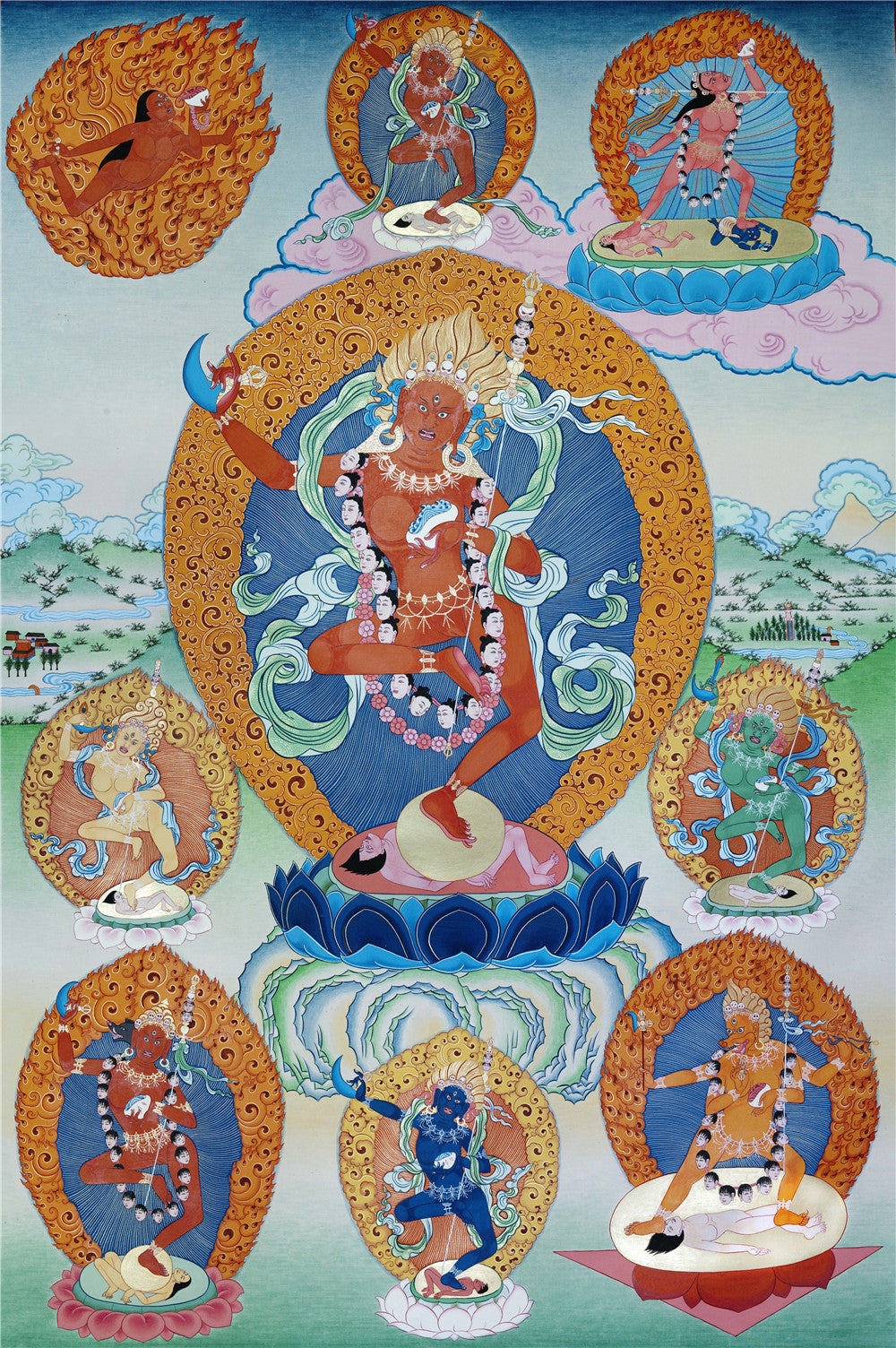 2746-唐卡-HBMT-050金刚亥母-卓玛那嫫-噶玛噶举-老-240dpi - Tibetan thangka painting, front view