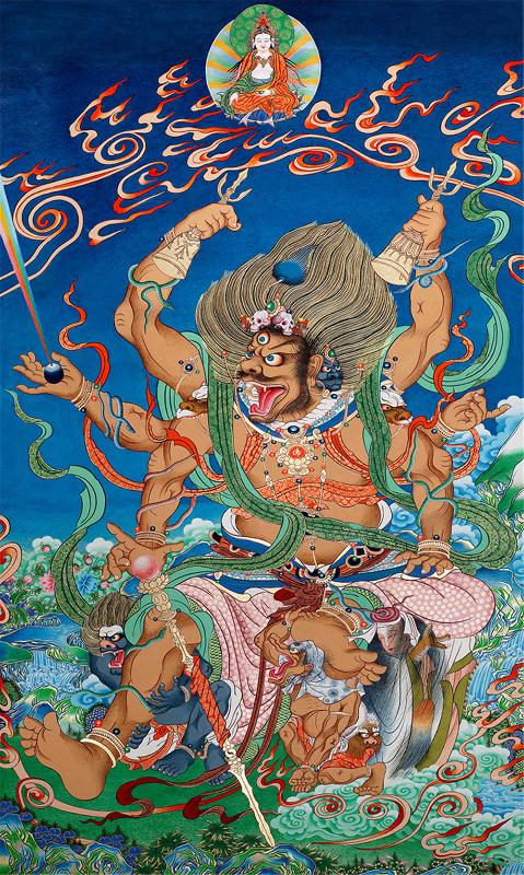 2778-唐卡-HBMT-083玛哈嘎拉-大黑天-240dpi - Tibetan thangka painting, front view