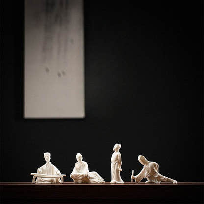 White Porcelain Buddha Statues - Tibetan Buddhist statue, front view