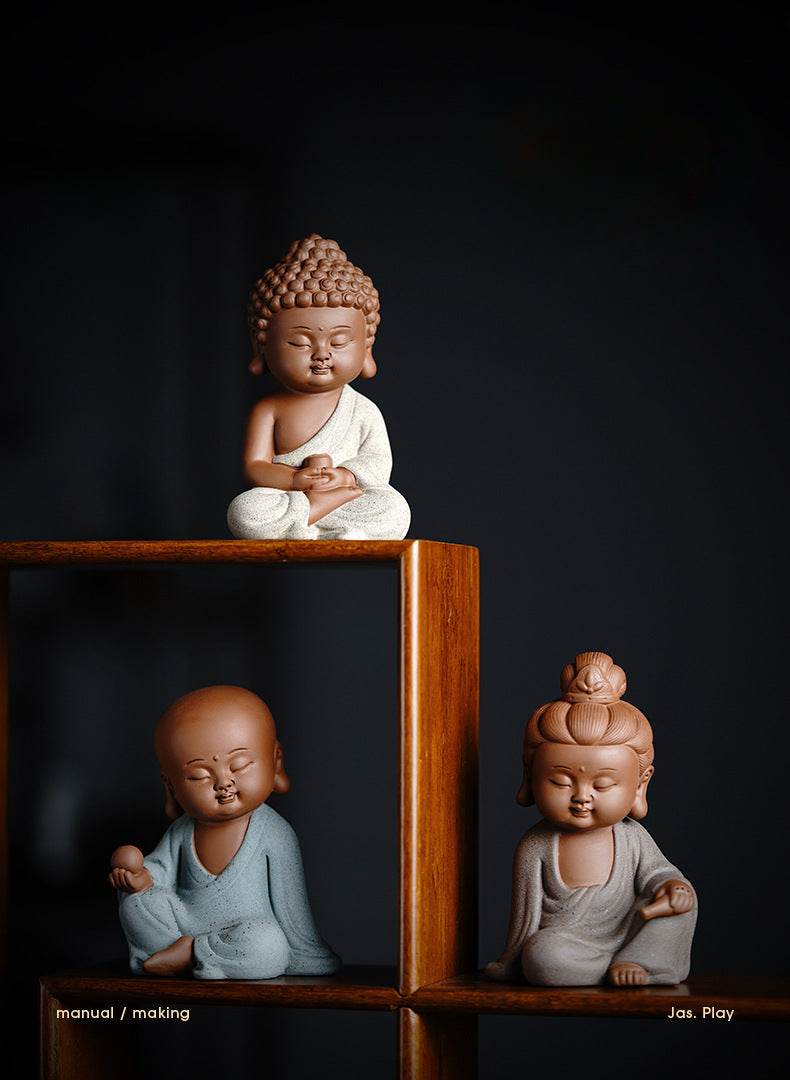 Purple Sand Shakyamuni,Avalokiteshvara,Ksitigarba Buddha Statues - Tibetan Buddhist statue, view 10