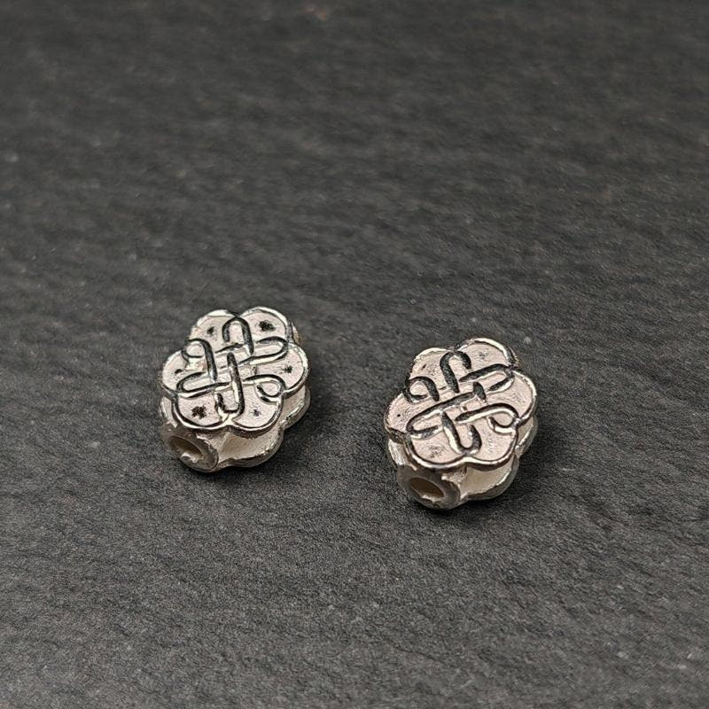 Sterling Silver Lucky Knot Bead,0.4" - Tibetan Buddhist art, view 8