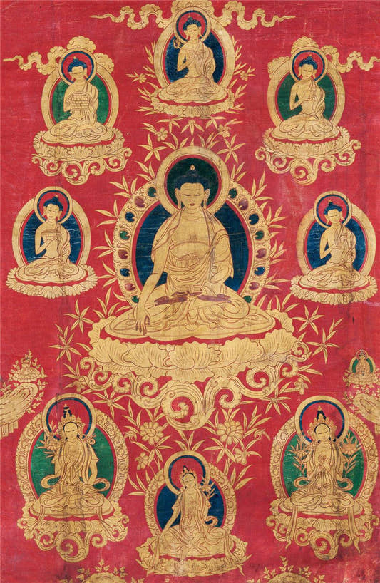 Shakyamuni - 17th Century - Tibetan thangka painting, front view