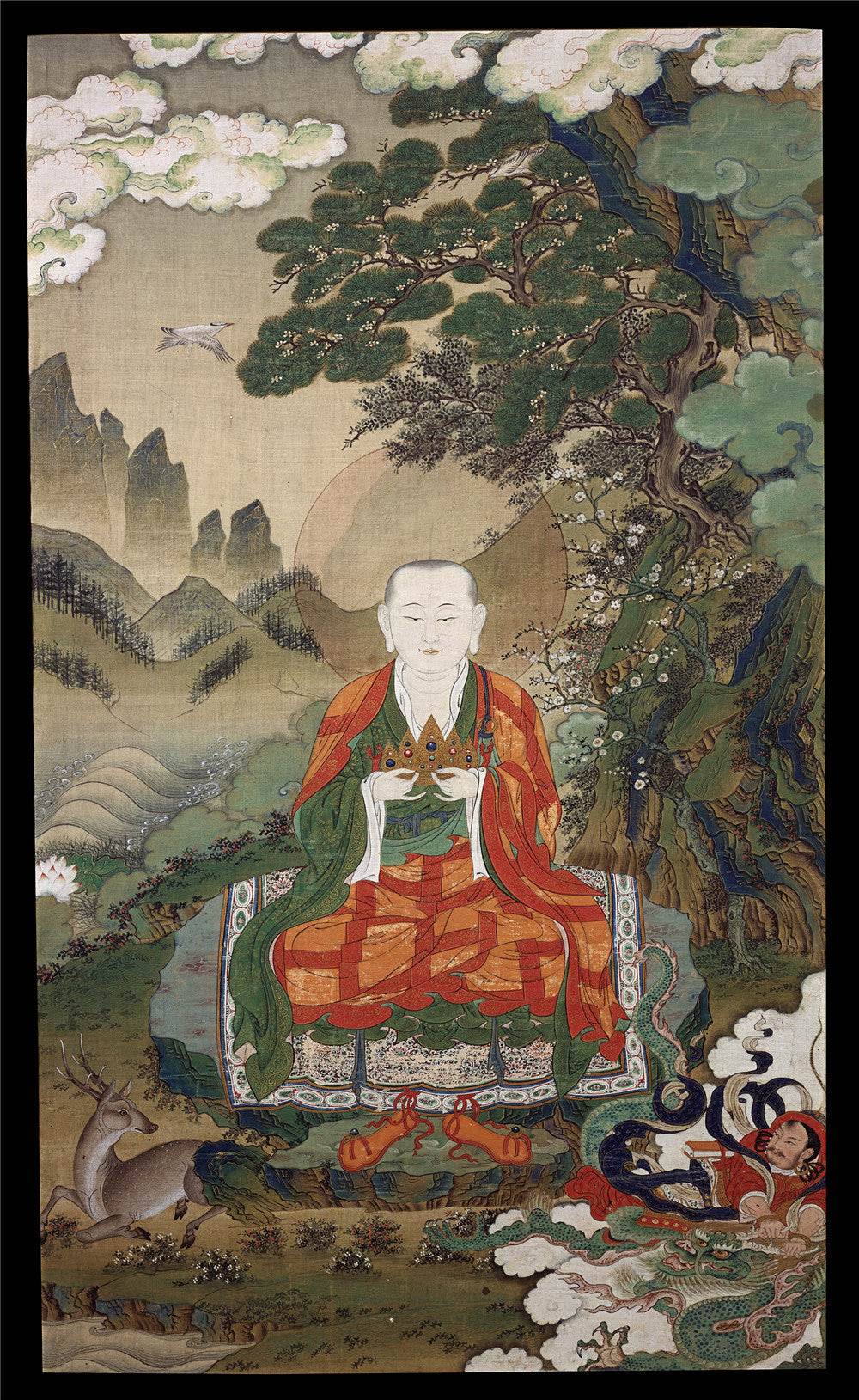 Amitabha Buddha - Tibetan thangka painting, front view