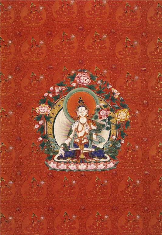 White Tara Image - Tibetan thangka painting, front view