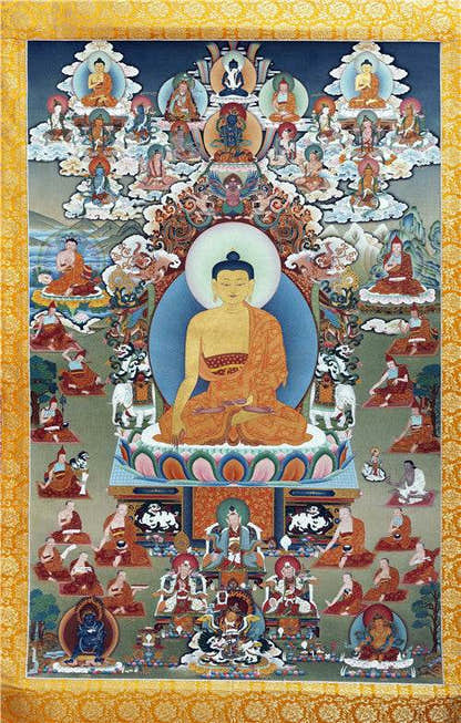 Shakyamuni Image - Tibetan thangka painting, front view