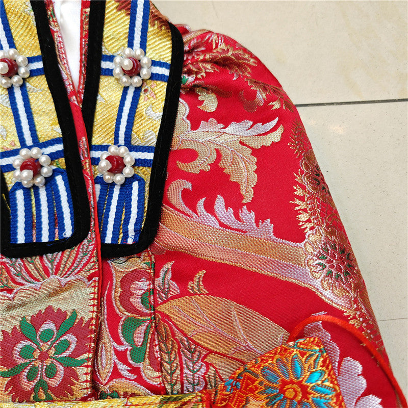 Gandhanra Hand-sewn traditional Tibetan Buddha Statue Robe Clothes dress, hand-sewn, traditional styles and follow rituals, provide a rich and culturally authentic touch, adding an element of spiritual depth to your altar.