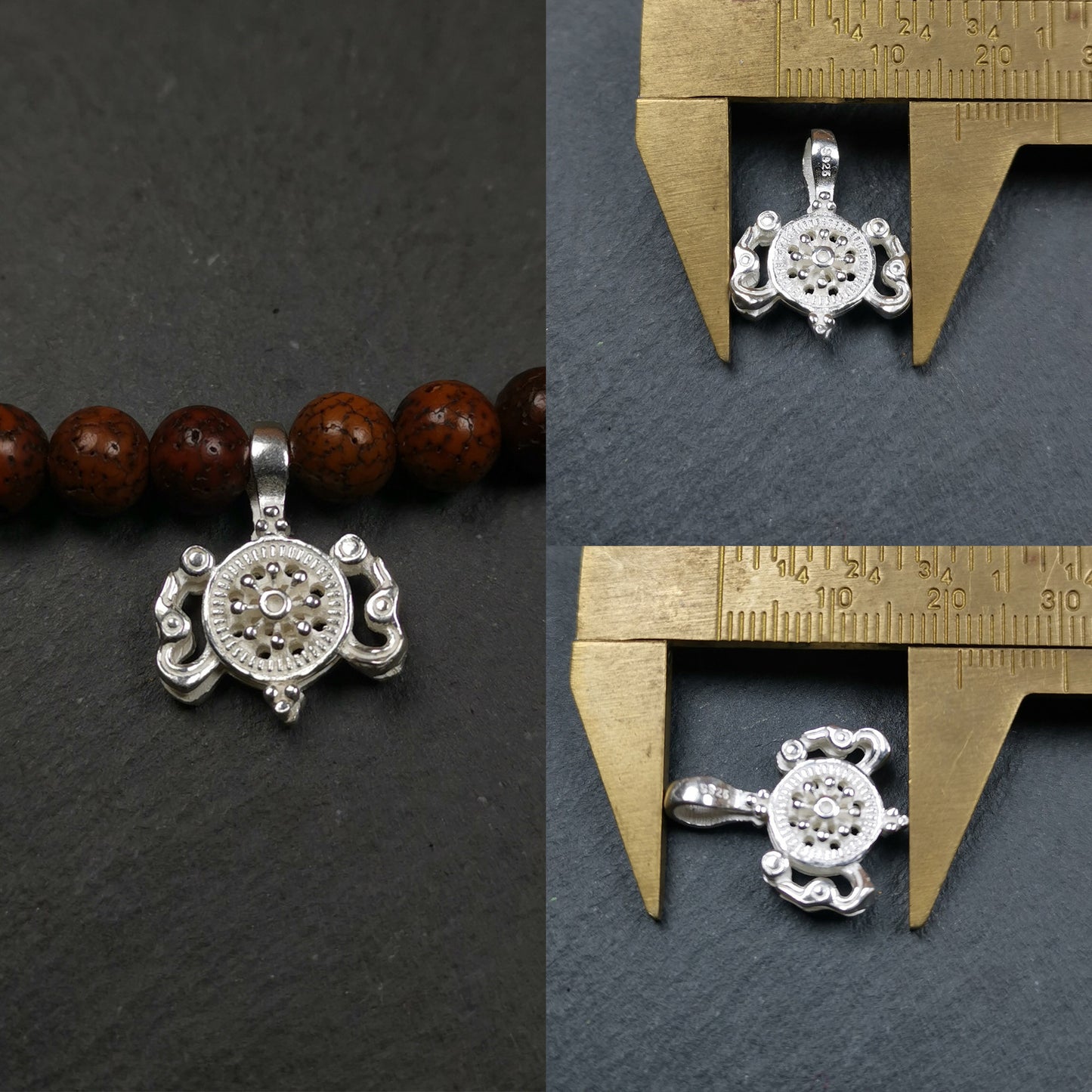 These bum counter clips are handmade by Tibetan craftsmen and come from Hepo Town, Baiyu County, the birthplace of the famous Tibetan handicrafts. Tibetan style counter used on malas/prayer beads to keep count of mantra recitation and accumulation.  Recommended size, suitable for 8-15mm mala. The background reference is 8mm lotus seed mala.