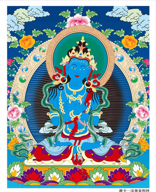 Vajrasattva - Tibetan thangka painting, front view