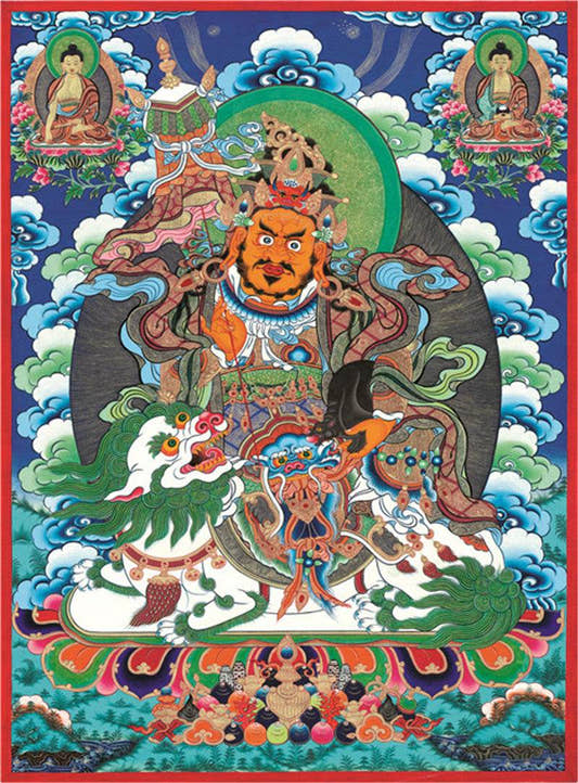 Vaisravana Image - Tibetan thangka painting, front view