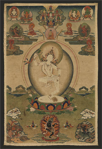 Machig Labdron Image - Tibetan thangka painting, front view