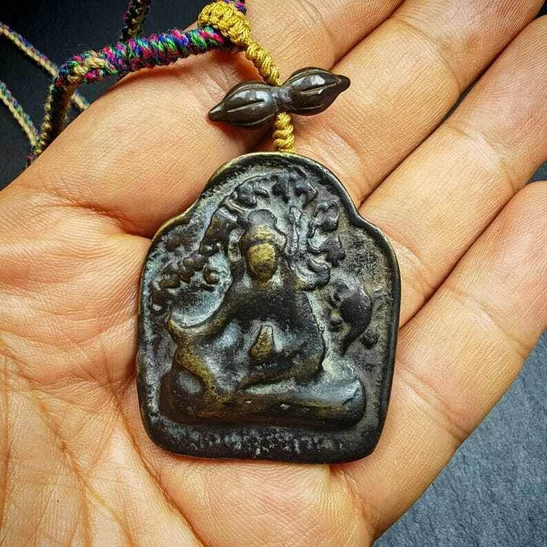 Buddha Statue Amulet Guru Rinpoche,Padmasambhava Pendant,Lotus Born - Tibetan Buddhist amulet, view 7