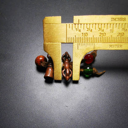 Amulet,Mini Vajra and Tibetan Bell Bead Pendant - Tibetan Buddhist amulet, size reference