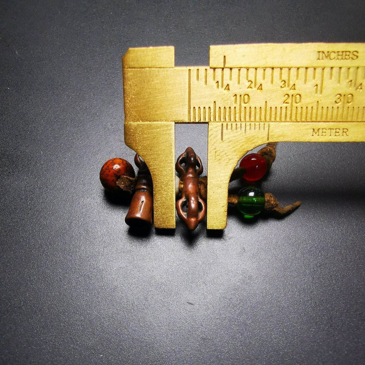 Amulet,Mini Vajra and Tibetan Bell Bead Pendant - Tibetan Buddhist amulet, size reference