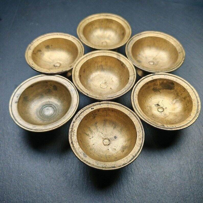 Buddhist Butter lamp / Water Offering Bowls,Yonchap Bowls - Tibetan Buddhist art, detailed view