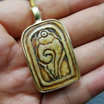 Conch Shell Shankha Kapala Pendant ,Gandhanra Old Tibetan Buddhism Amulet,46mm × 25mm